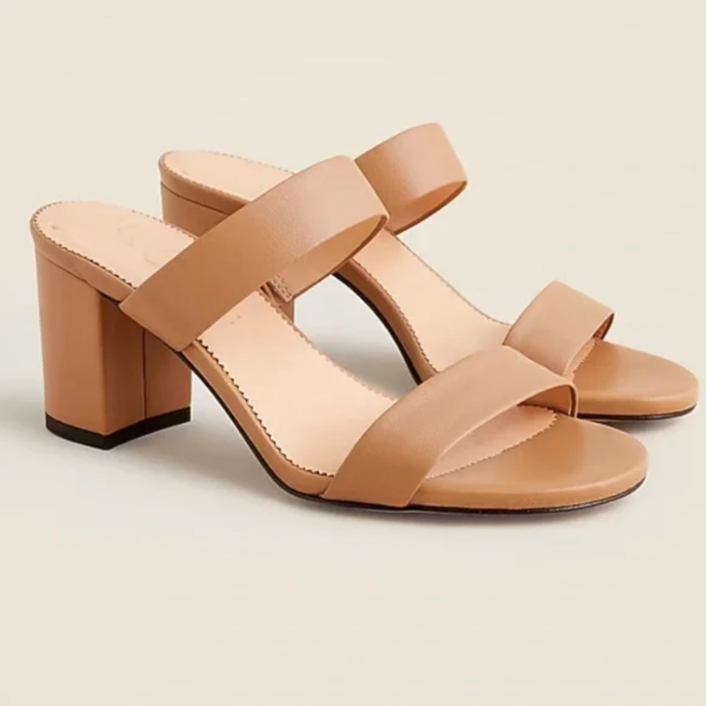 EUC! 🤎 J. Crew Lucie Double Strap Block-Heel Sandals, Light Caramel, Size 10